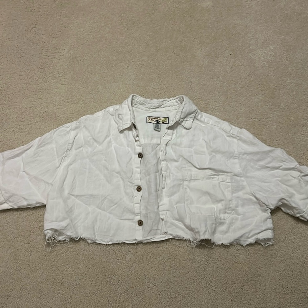 Cropped button up top/coverup